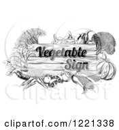 Poster, Art Print Of Black And White Etched Vegetable Sign And Produce