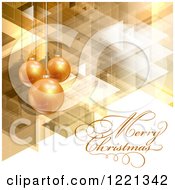 Clipart Of A Merry Christmas Greeting And Baubles Over Abstract Shapes Royalty Free Vector Illustration