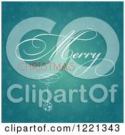 Poster, Art Print Of Merry Christmas Greeting And Ornament Over Blue Stars And Snowflakes