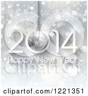 Clipart Of A Happy New Year 2014 Greeting Over Bokeh Stars And Snowflakes Royalty Free Vector Illustration