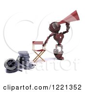 Clipart Of A 3d Red Android Robot Movie Director Royalty Free Illustration by KJ Pargeter