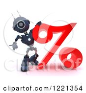 Poster, Art Print Of 3d Blue Android Robot With A Red Percent Symbol