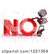 Poster, Art Print Of 3d Red Android Robot With The Word No