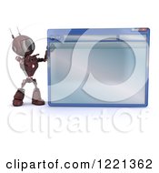 Poster, Art Print Of 3d Red Android Robot Pointing To A Computer Window