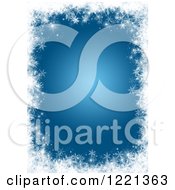 Poster, Art Print Of Blue Background Bordered With White Snowflakes