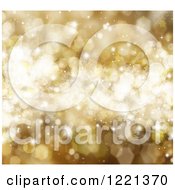 Poster, Art Print Of Golden Christmas Background Of Stars Flares And Bokeh 2