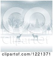 Silhouetted Deer And Trees In The Snow