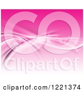 Clipart Of A Dynamic Background Of Flowing Waves And Flares On Pink Royalty Free Illustration