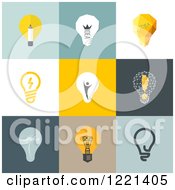 Poster, Art Print Of Retro Idea Light Bulbs On Different Backgrounds