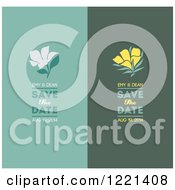 Poster, Art Print Of Turquoise And Green Save The Date Panels With Flowers And Sample Text