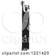 Clipart Of A Black And White Person With Super Powers Woodcut Royalty Free Vector Illustration by xunantunich