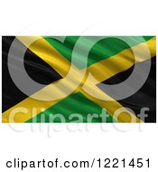 Poster, Art Print Of 3d Waving Flag Of Jamaica With Rippled Fabric