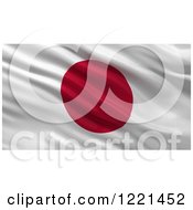 Poster, Art Print Of 3d Waving Flag Of Japan With Rippled Fabric