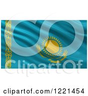 Poster, Art Print Of 3d Waving Flag Of Kazakhstan With Rippled Fabric
