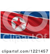 Poster, Art Print Of 3d Waving Flag Of North Korea With Rippled Fabric