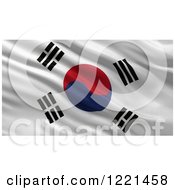 Poster, Art Print Of 3d Waving Flag Of South Korea With Rippled Fabric