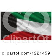 Poster, Art Print Of 3d Waving Flag Of Kuwait With Rippled Fabric