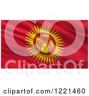 Poster, Art Print Of 3d Waving Flag Of Kyrgyzstan With Rippled Fabric