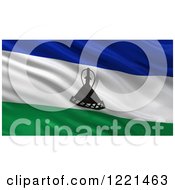 Poster, Art Print Of 3d Waving Flag Of Lesotho With Rippled Fabric