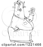 Clipart Of An Outlined Half Defiant Man Holding Up A Fist Royalty Free Vector Illustration