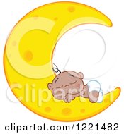 Poster, Art Print Of Black Baby Boy Sleeping On A Crescent Moon
