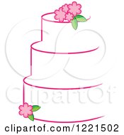 Poster, Art Print Of Three Tiered White Cake With Pink Flowers