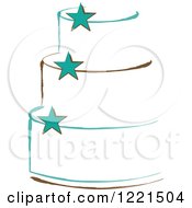 Poster, Art Print Of Three Tiered White Cake With Turquoise Stars