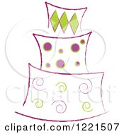 Poster, Art Print Of Three Tiered Green And Purple Cake