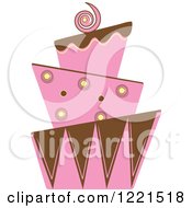 Poster, Art Print Of Modern Funky Pink And Brown Wedding Or Birthday Cake 2