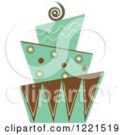 Poster, Art Print Of Modern Funky Green And Brown Patterned Wedding Or Birthday Cake