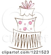 Three Tiered Cake With Pink Polka Dots 2