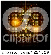 Clipart Of A Sparkly Disco Ball Over Gold Lights On Black Royalty Free Vector Illustration