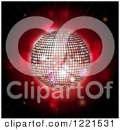 Clipart Of A Sparkly Disco Ball Over Red Lights On Black Royalty Free Vector Illustration