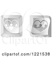 Clipart Of 3d Silver People Heart Computer Button Icons Royalty Free Vector Illustration
