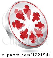 Clipart Of A 3d Floating Silver And Red People Teamwork Icon Royalty Free Vector Illustration