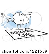 Clipart Of A Moodie Character Back At Square One With Plan B Royalty Free Vector Illustration