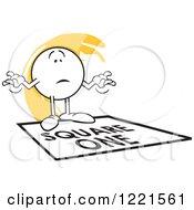 Clipart Of A Moodie Character On Square One Royalty Free Vector Illustration