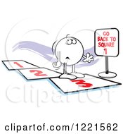 Clipart Of A Moodie Character Going Back To Square One Royalty Free Vector Illustration