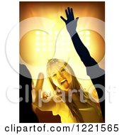 Poster, Art Print Of Young Woman Dancing At A Party With Bright Lights