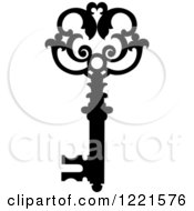 Clipart Of A Black And White Antique Skeleton Key 21 Royalty Free Vector Illustration
