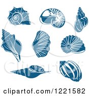 Clipart Of Blue Sea Shells Royalty Free Vector Illustration