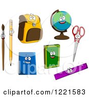 Poster, Art Print Of School Item And Supply Characters