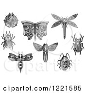 Poster, Art Print Of Black And White Tribal Insects 2