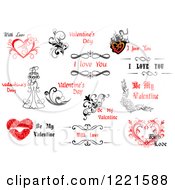 Clipart Of Valentine Items And Text Royalty Free Vector Illustration