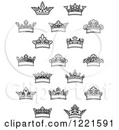 Clipart Of Black And White Crowns 2 Royalty Free Vector Illustration