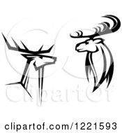Poster, Art Print Of Black And White Deer With Antlers 5