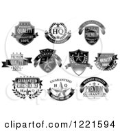 Clipart Of Black And White Retail Quality Labels With Sample Text 2 Royalty Free Vector Illustration
