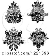 Poster, Art Print Of Black And White Floral Damask Designs 2