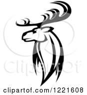 Poster, Art Print Of Black And White Deer With Antlers 6