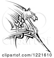 Poster, Art Print Of Black And White Running Tribal Horse 2